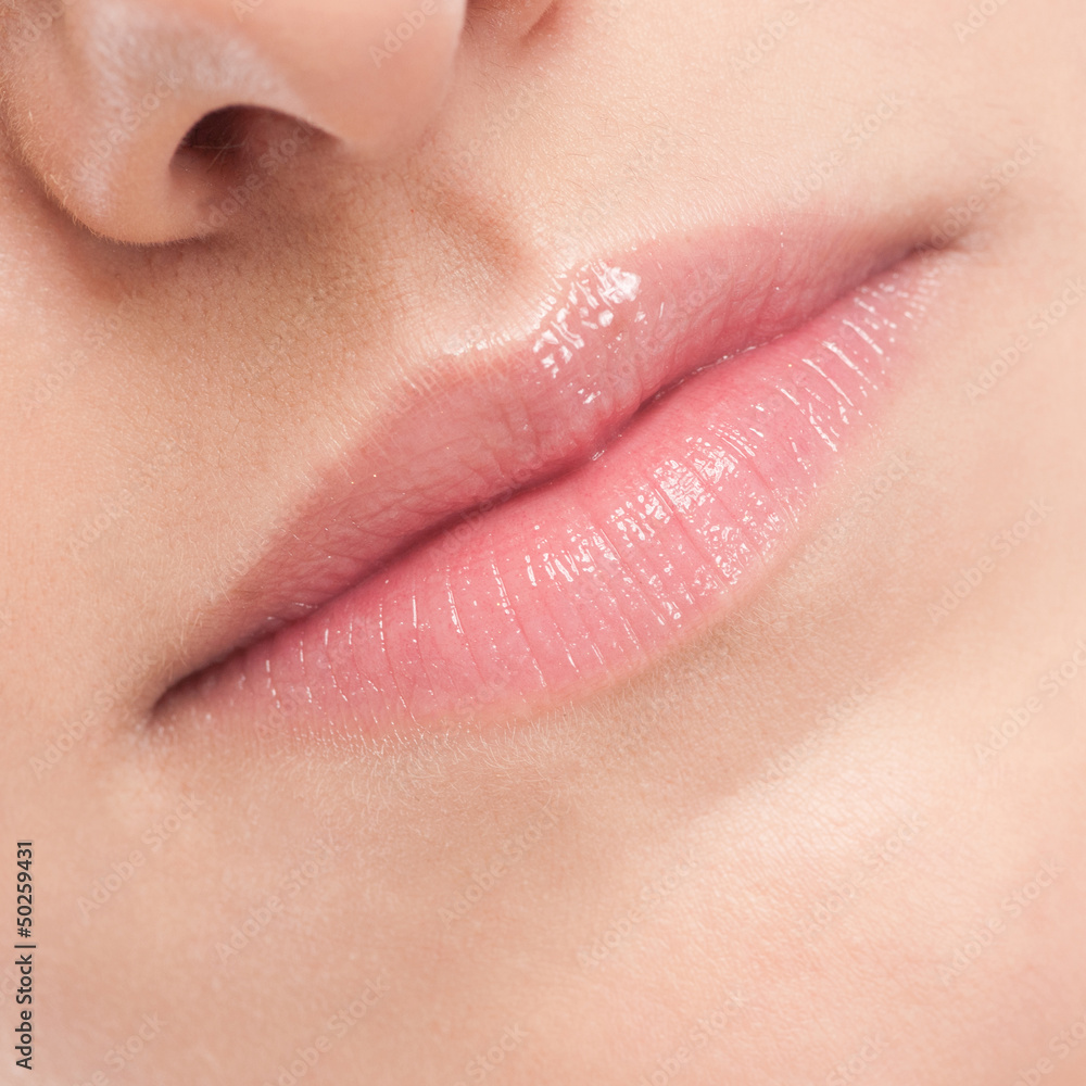 Face of beauty young woman. Lips zone Face of beauty young woman. Lips zone