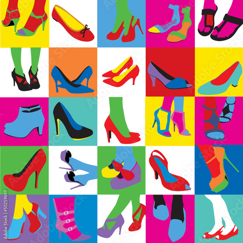 Lady shoes pop art style