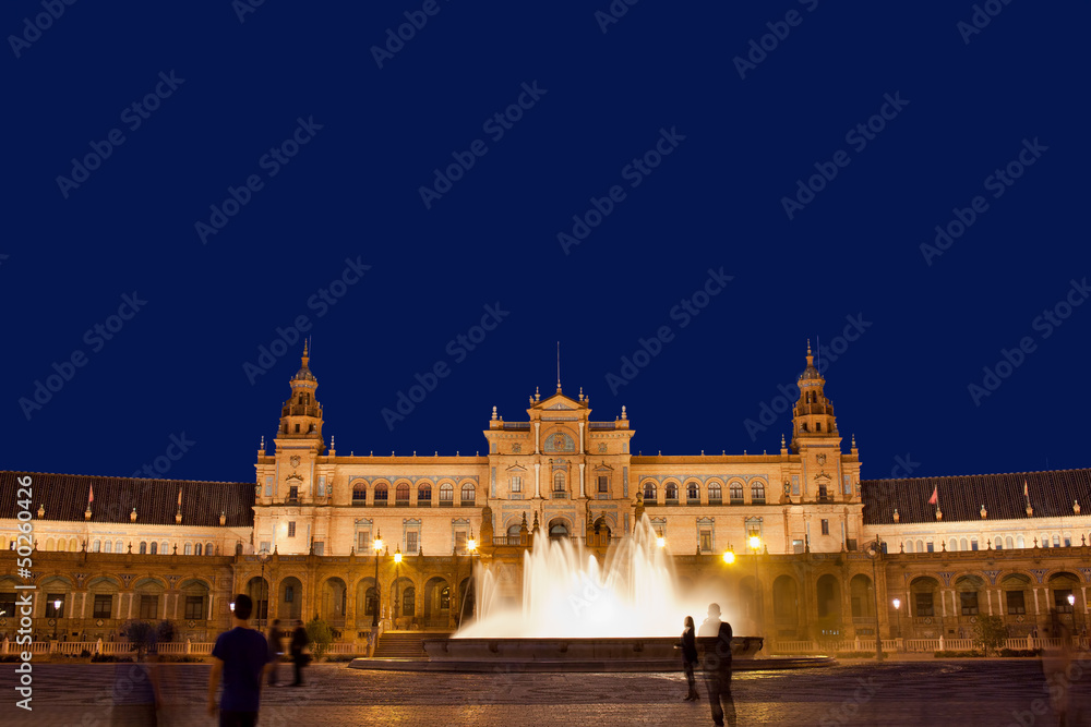 Plaza de Espana at Night in Seville
