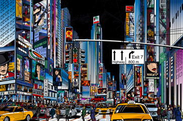 Poster Art Studio Strasse in New York mit Gelbtaxi  © Isaxar