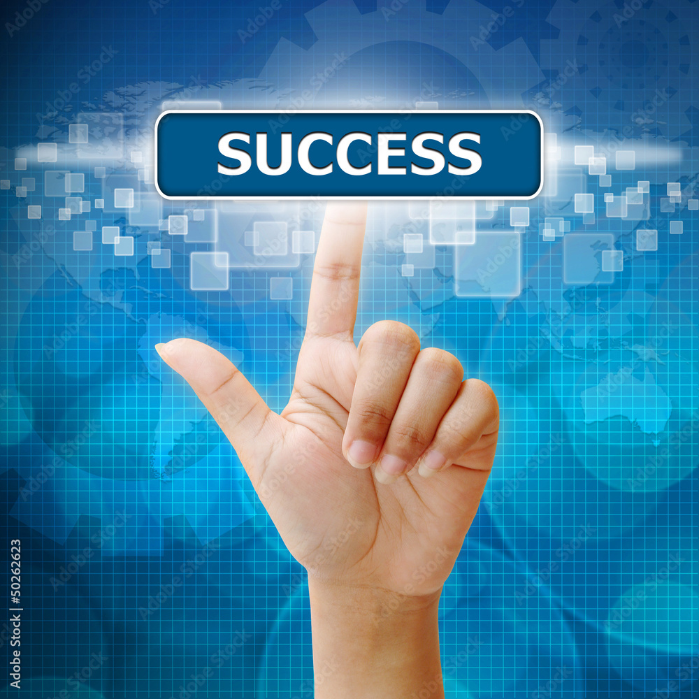 Hand press on SUCCESS button Hand press on SUCCESS button