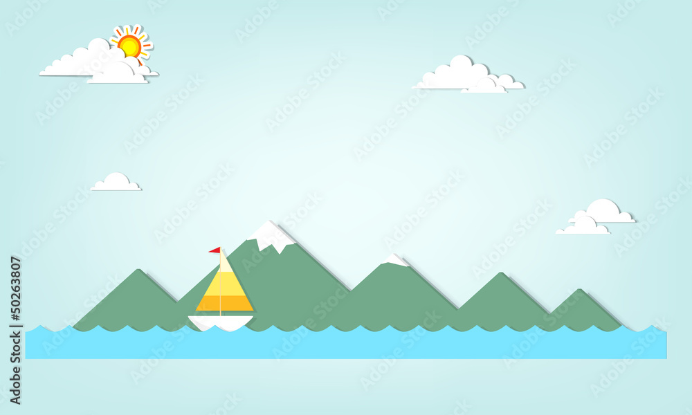 boat on a background of mountains boat on a background of mountains