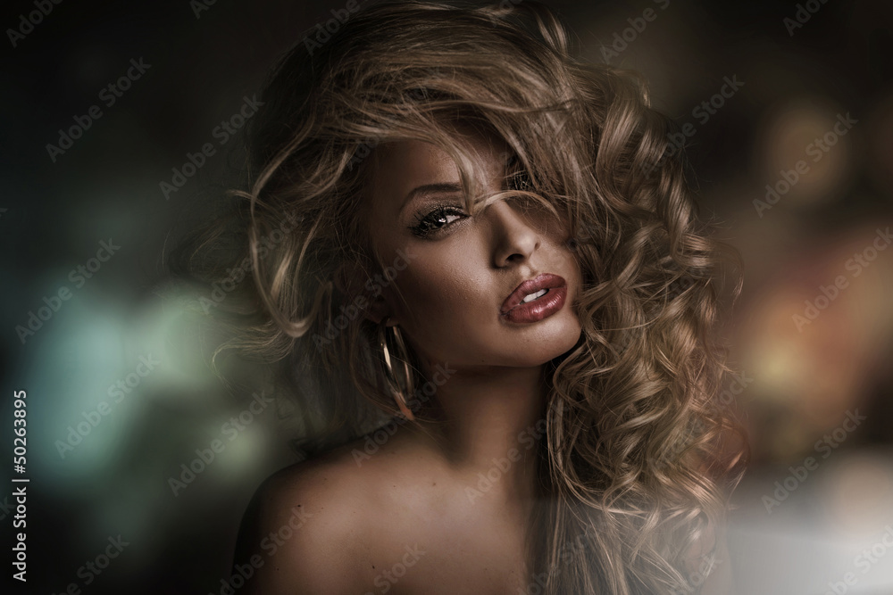 Perfect woman face with dark background Perfect woman face with dark background
