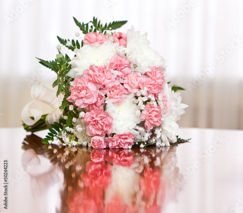 A beautiful bridal bouquet at a wedding party