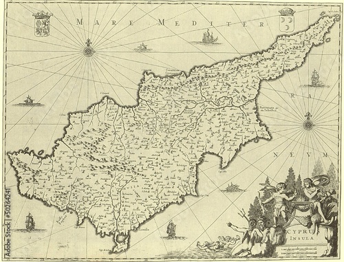 Obraz na plátně Cyprus old map