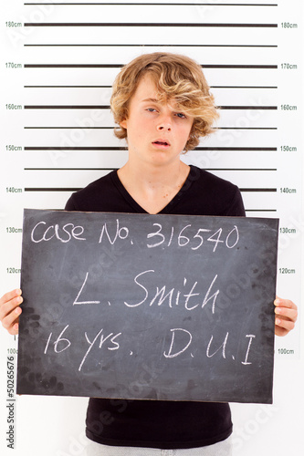 Konstfotografi teen boy get arrested for drunk driving and taking mug shot