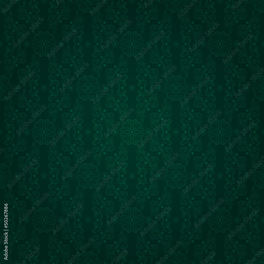 Vintage floral seamless pattern on green
