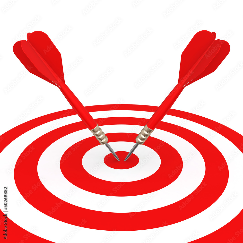 two red dart at a target two red dart at a target