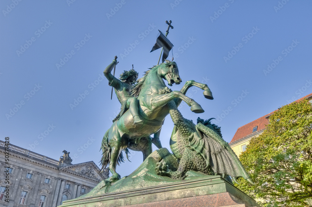 Saint George Fighting the Dragon Statue at Berlin, Germany