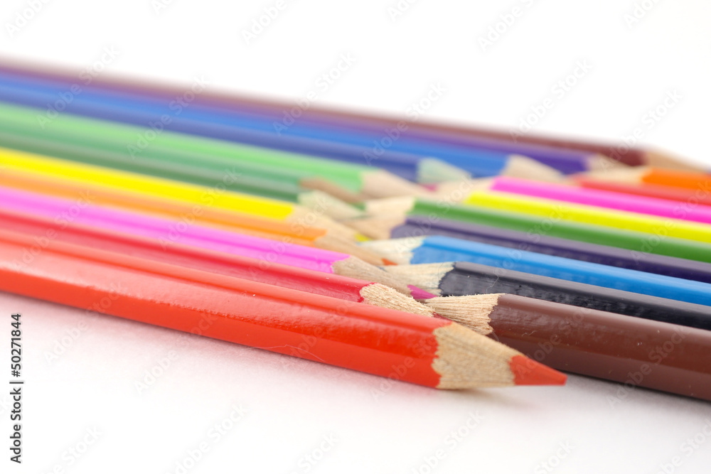 Multi color pencils over white Multi color pencils over white