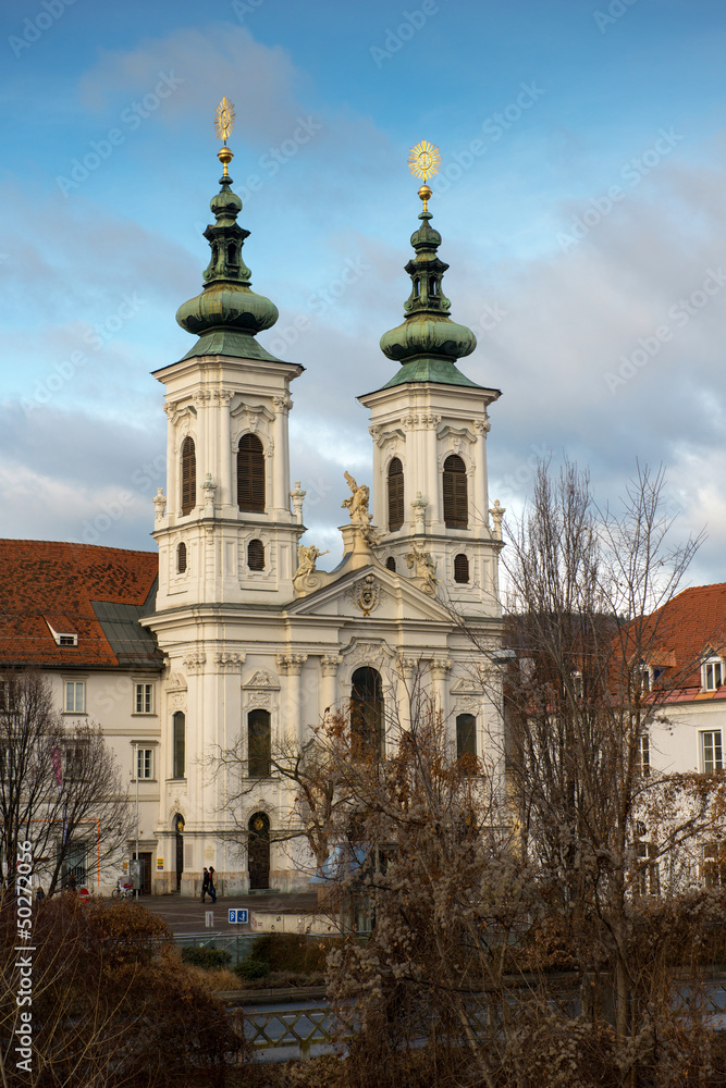 The Baroque Church of Mariahilf (Mariahilfkirche) in Graz