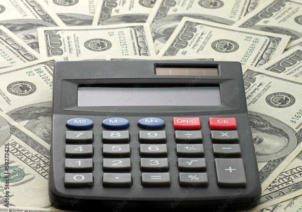 calculator on one hundred dollars banknotes calculator on one hundred dollars banknotes