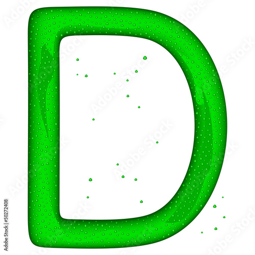 Glass letter (D) with drops
