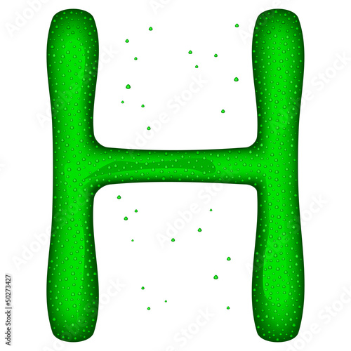 Glass letter (H) with drops