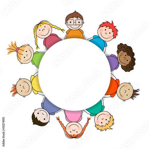 Vector Illustration of an Abstract Background with Kids