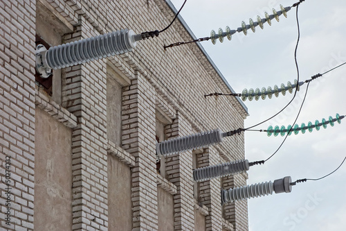 The high-voltage substation with switches and disconnectors