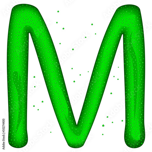 Glass letter (M) with drops