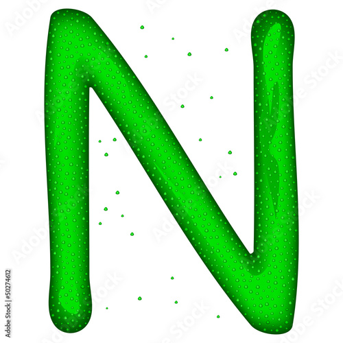 Glass letter (N) with drops