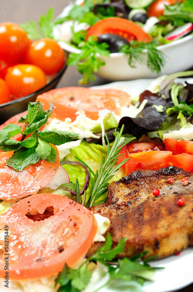 Grilled meat with salad Grilled meat with salad