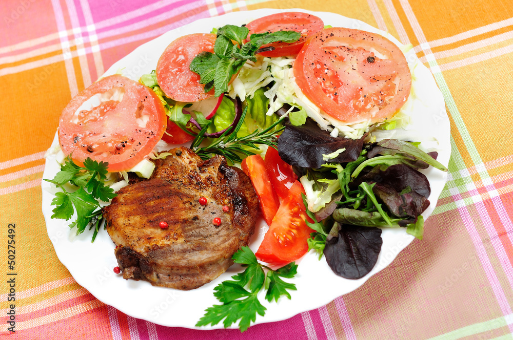 Grilled meat with salad Grilled meat with salad