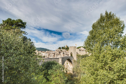 Medieval bridge in Besalu, Spain photo