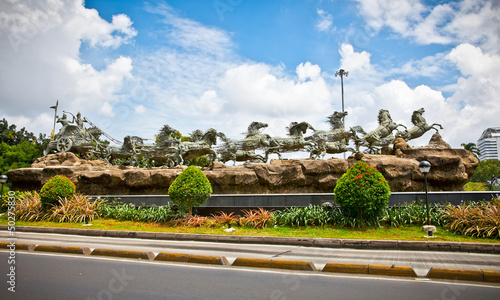 Krishna and Arjuna statues in Mahabharata monument. Jakarta, Ind
