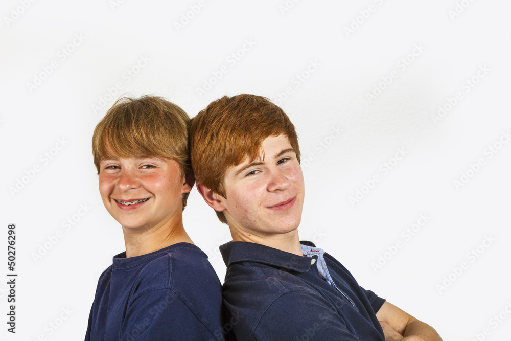 cute handsome boys having fun together isolated on white cute handsome boys having fun together isolated on white
