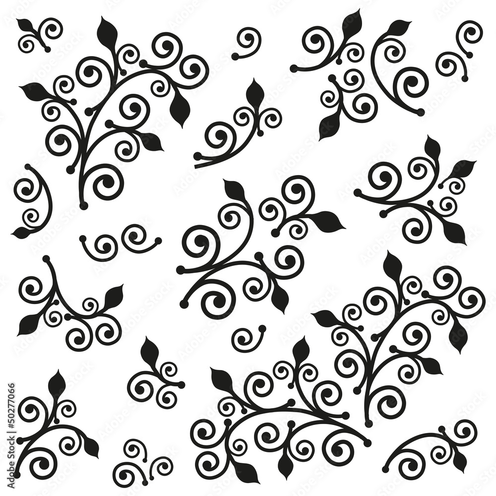 set of abstract elements of the petals and spirals