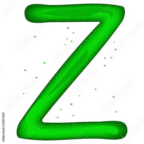Glass letter (Z) with drops