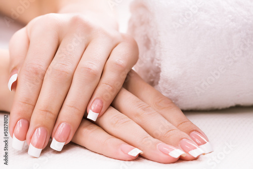 female hands with towel. Spa