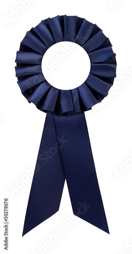Fotografie, Obraz Navy blue award rosette prize ribbon blank