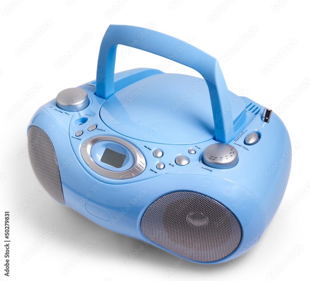 blue stereo CD mp3 radio cassette recorder isolated on white blue stereo CD mp3 radio cassette recorder isolated on white