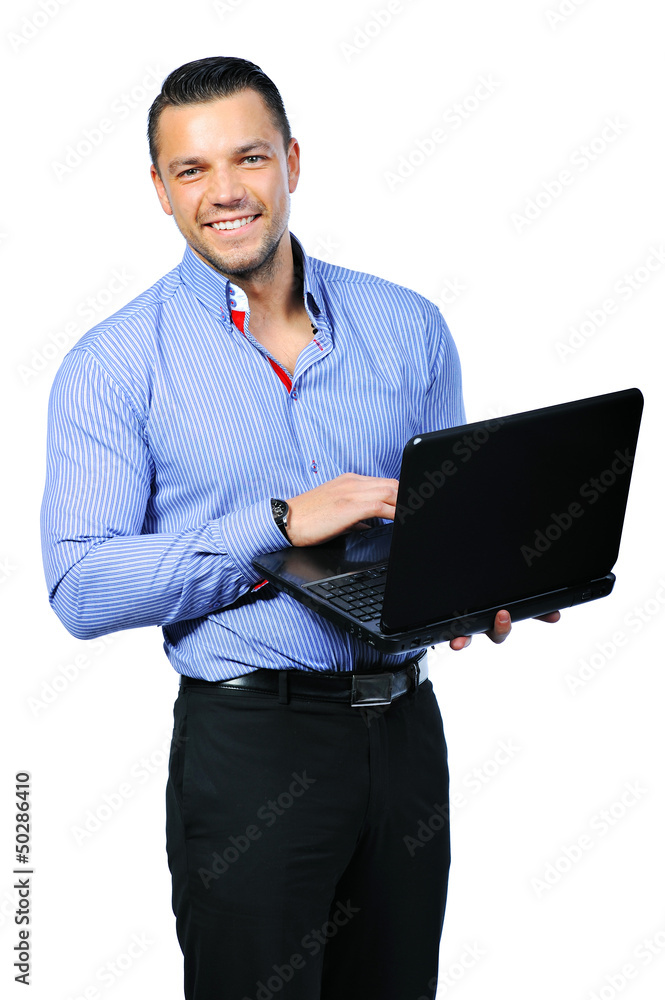 Young happy smiling man with notebook Young happy smiling man with notebook