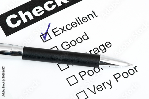 Tick placed in excellent checkbox on customer