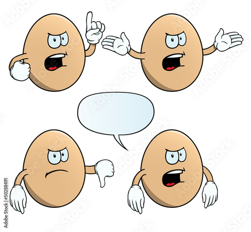 Collection of angry eggs with various gestures.