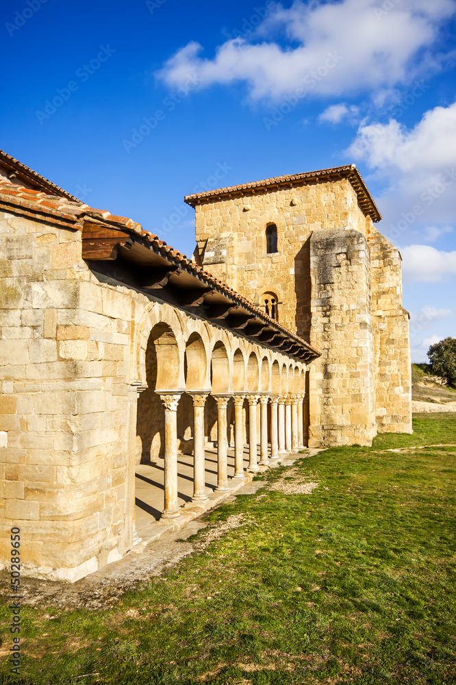 Mozarabic arches of the monastery of San Miguel de Escalada in L