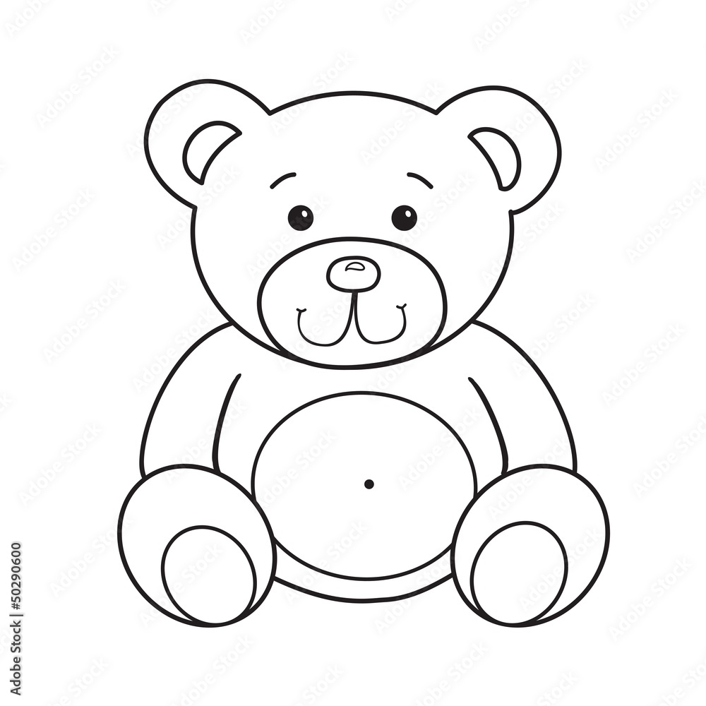 Outlined bear toy vector illustration. Isolated on white. Outlined bear toy vector illustration. Isolated on white.