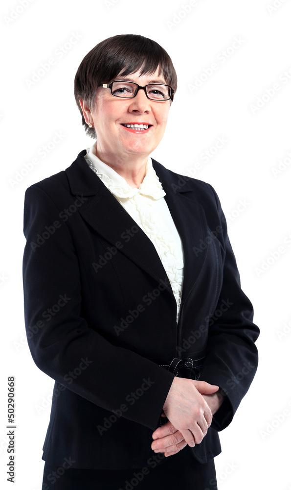 Portrait of middle aged woman. Isolated on white Portrait of middle aged woman. Isolated on white