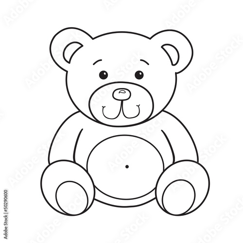 Outlined bear toy vector illustration. Isolated on white. #50290600