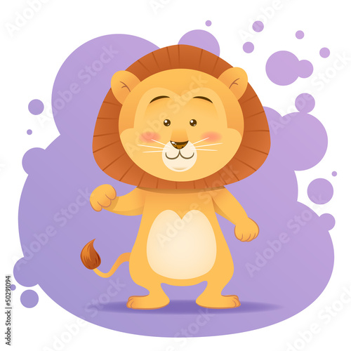 Fototapeta Naklejka Na Ścianę i Meble -  Cute cartoon lion toy vector card