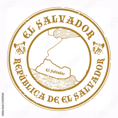 Grunge rubber stamp with the name and map of El Salvador, vector