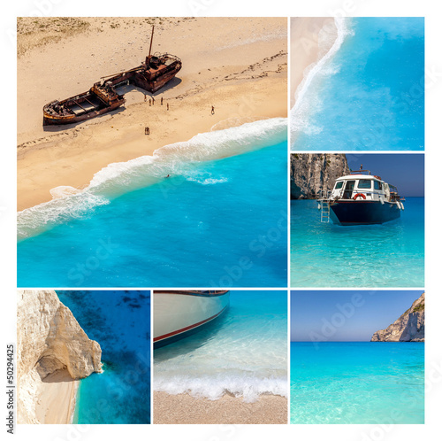 Navaggio Beach collage, Zakynthos Island, Greece photo