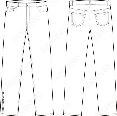 Vector fashion illustration of jeans
