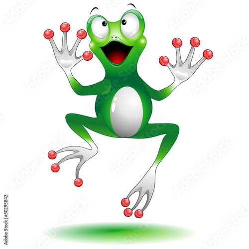 Happy Jumping Frog Cartoon-Ranocchia Salta Felice-Vector