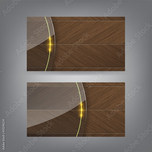 Wood and neon glass theme business card template