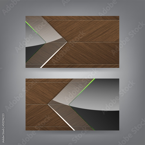 Wood and neon glass theme business card template