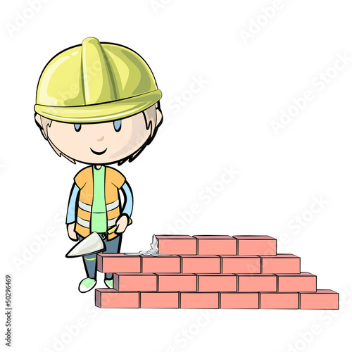 Workers with working objects. Vector Design 