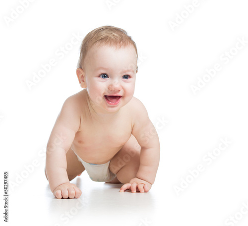 cute cheerful crawling baby...