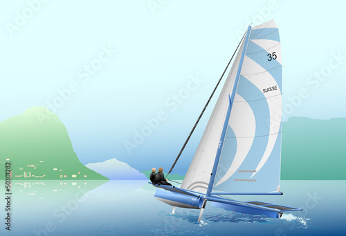 catamaran on the lake
