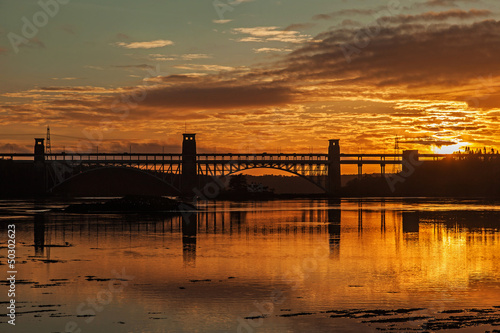 Sunset and Brittania Bridge 